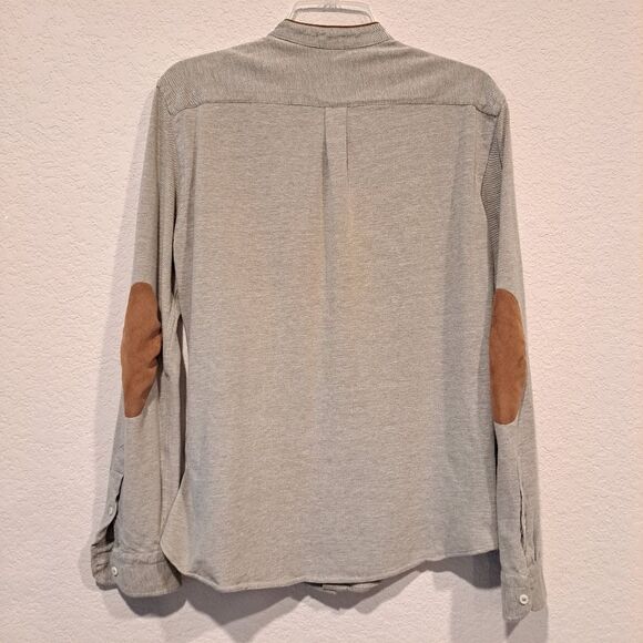 Zara Regular Fit button-down shirt heathered pale green suede elbow patch Mens M - Picture 4 of 7